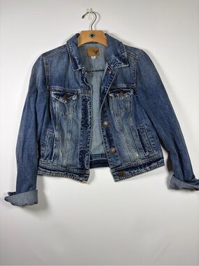 American Eagle Outfitters Distressed Blue Denim Jacket